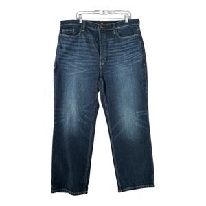 Banana Republic The Straight J Button Fly Jeans Womens Size 34 39x27.5 Dark‎